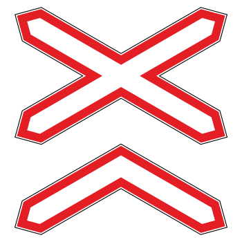 Дорожный знак 1.3.2 «Многопутная железная дорога» (металл 0,8 мм, II типоразмер: 1082х1158 мм, С/О пленка: тип А инженерная)